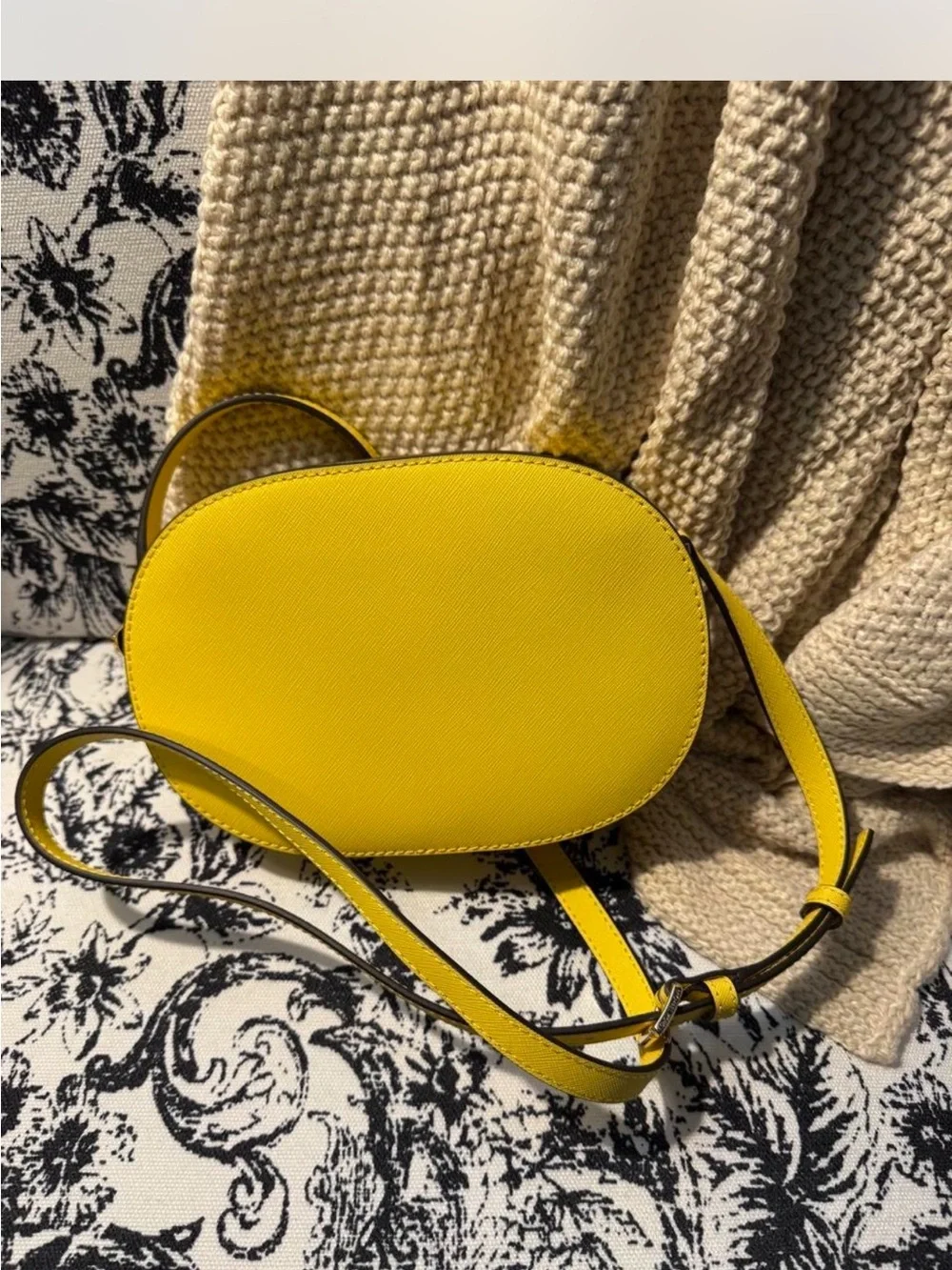 Michael Kors Bright Yellow Saffiano Oval Crossbody Bag